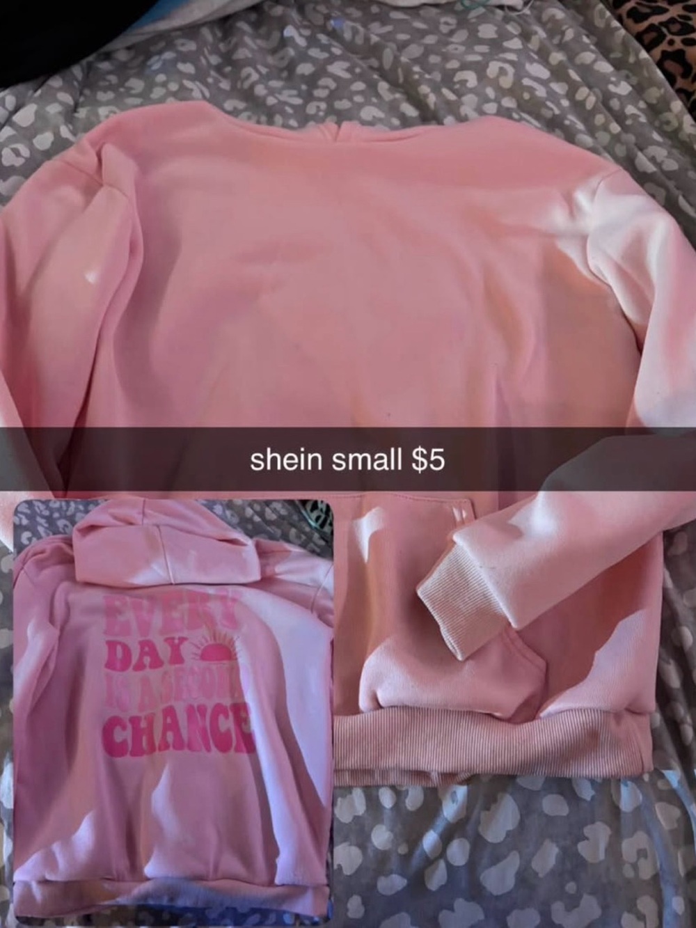 SHEIN Pink Pullover Hoodie with Graphic Back